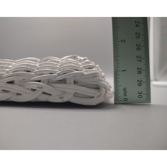 Vintage 1970s White Wicker Wall Mirror Cottage Retro, Rectangular 16" x 12" - Picture 14 of 14